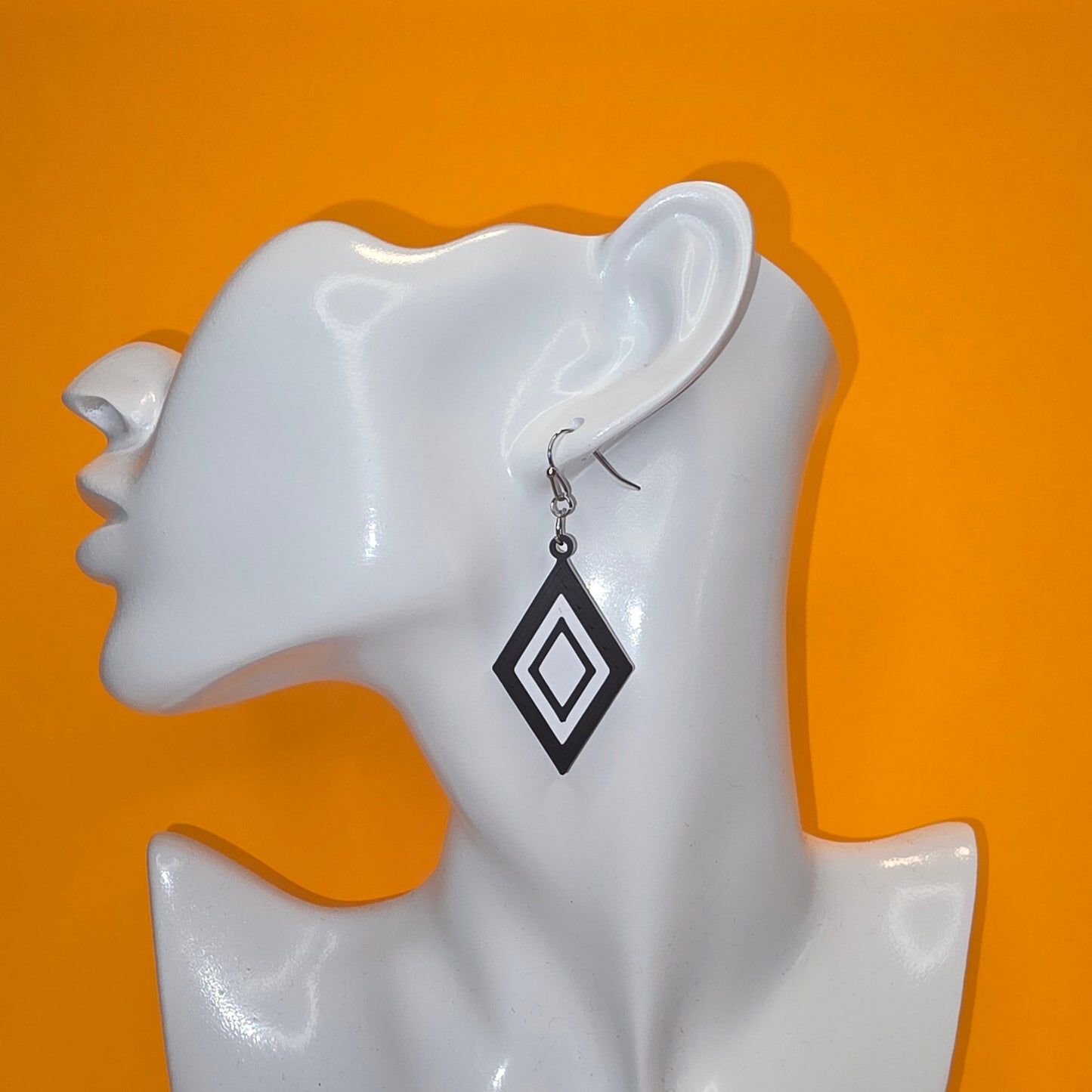 2 Color Solid Diamond Shape Earrings