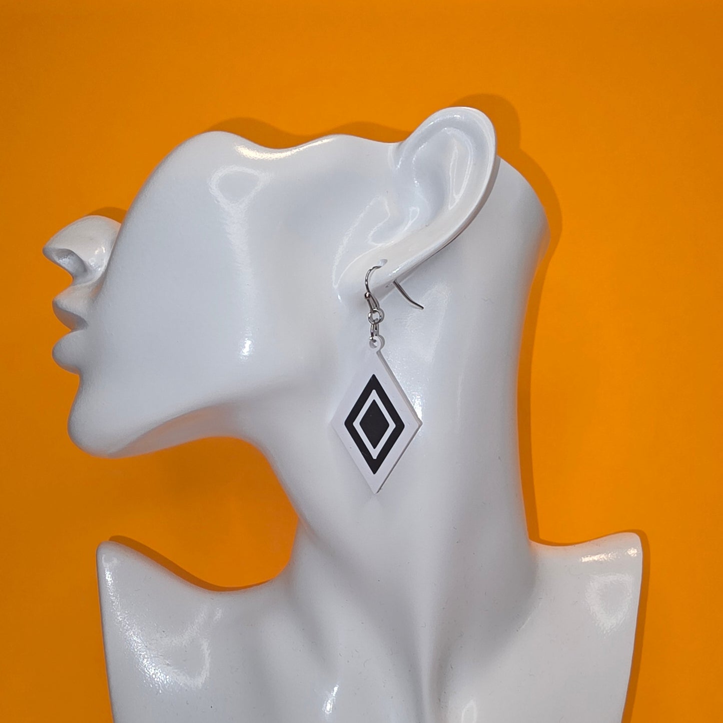 2 Color Solid Diamond Shape Earrings