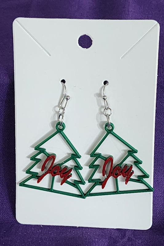 Joy Christmas Tree Earrings in 2 Colors